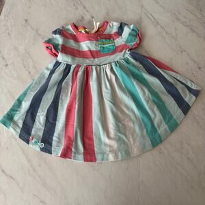Matilda Jane Wonderment Recess Queen Striped Dress EUC sz 2 girls pocket buttons